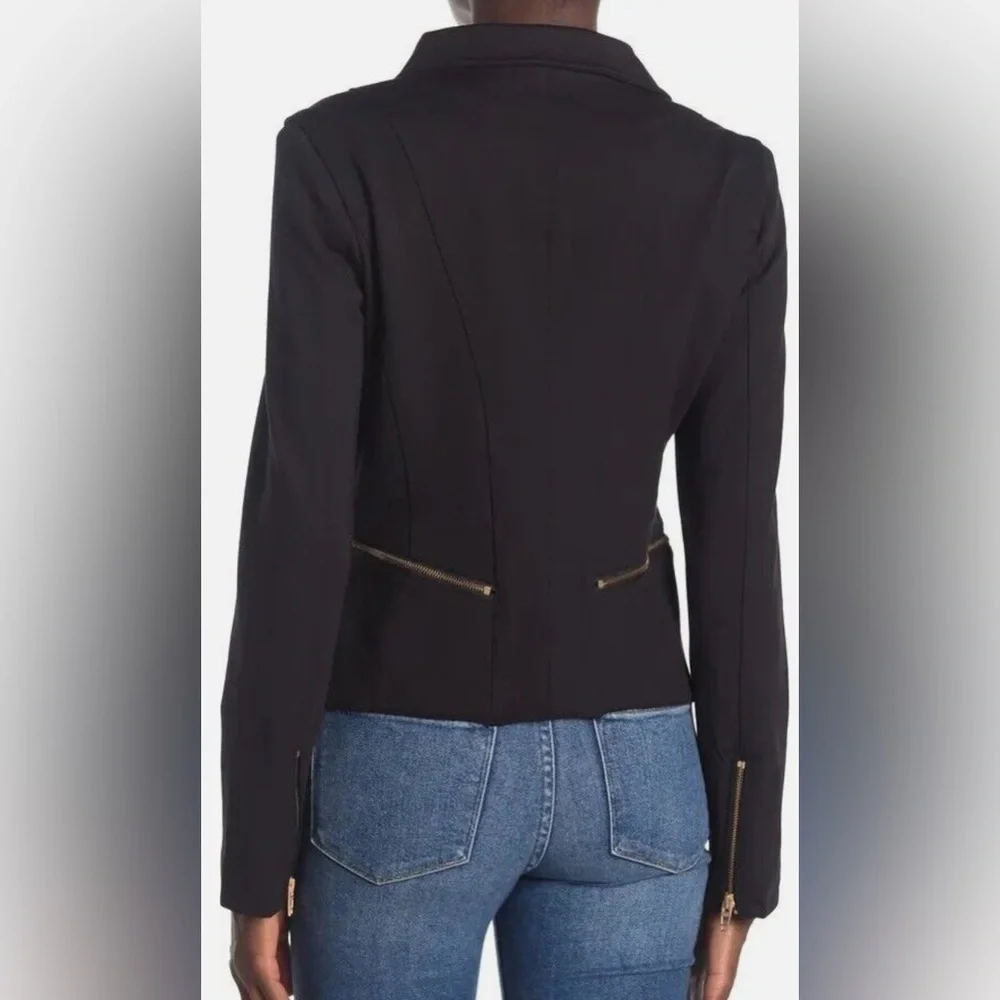 NEW BLANKNYC Denim Psychopath Ponte Moto Jacket - Black / Gold - Large - Picture 3 of 9